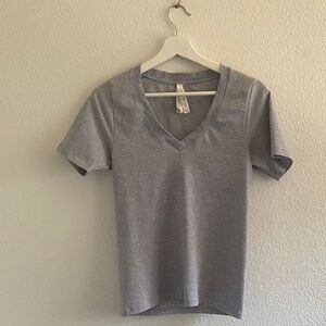Athleta Gray Striped V-Neck Women's Top